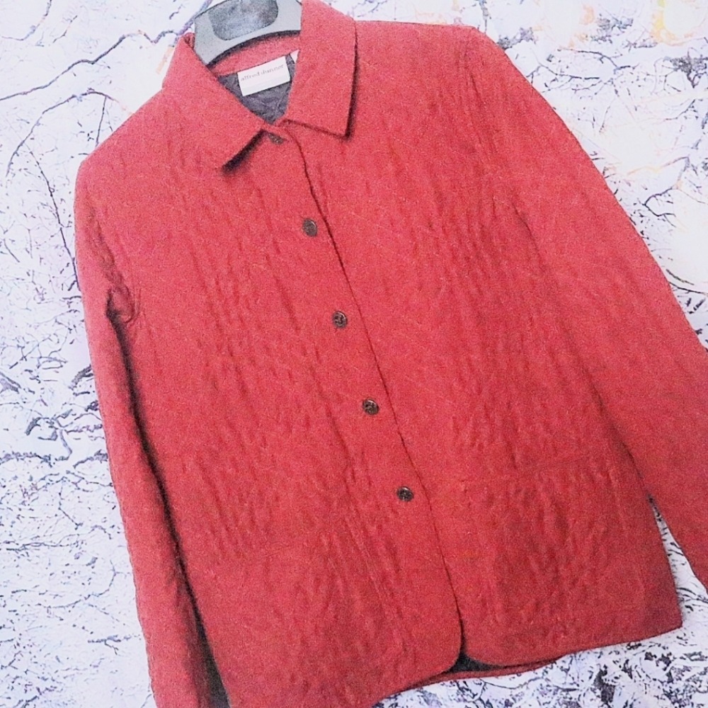 QUILTED RED JACKET 10P Alfred Dunner *FLAWED* Lightweight Fall Winter Casual 90s